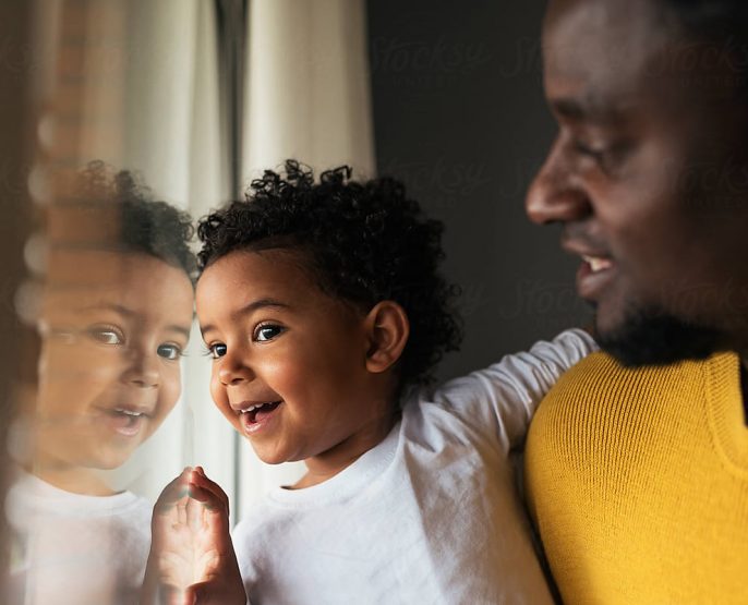 Happy kid with father