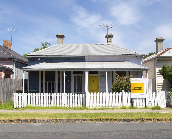 one story terrace house with for lease sign in front of it in Williamstown Melbourne