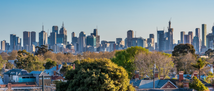 Skyline view of Melbourne